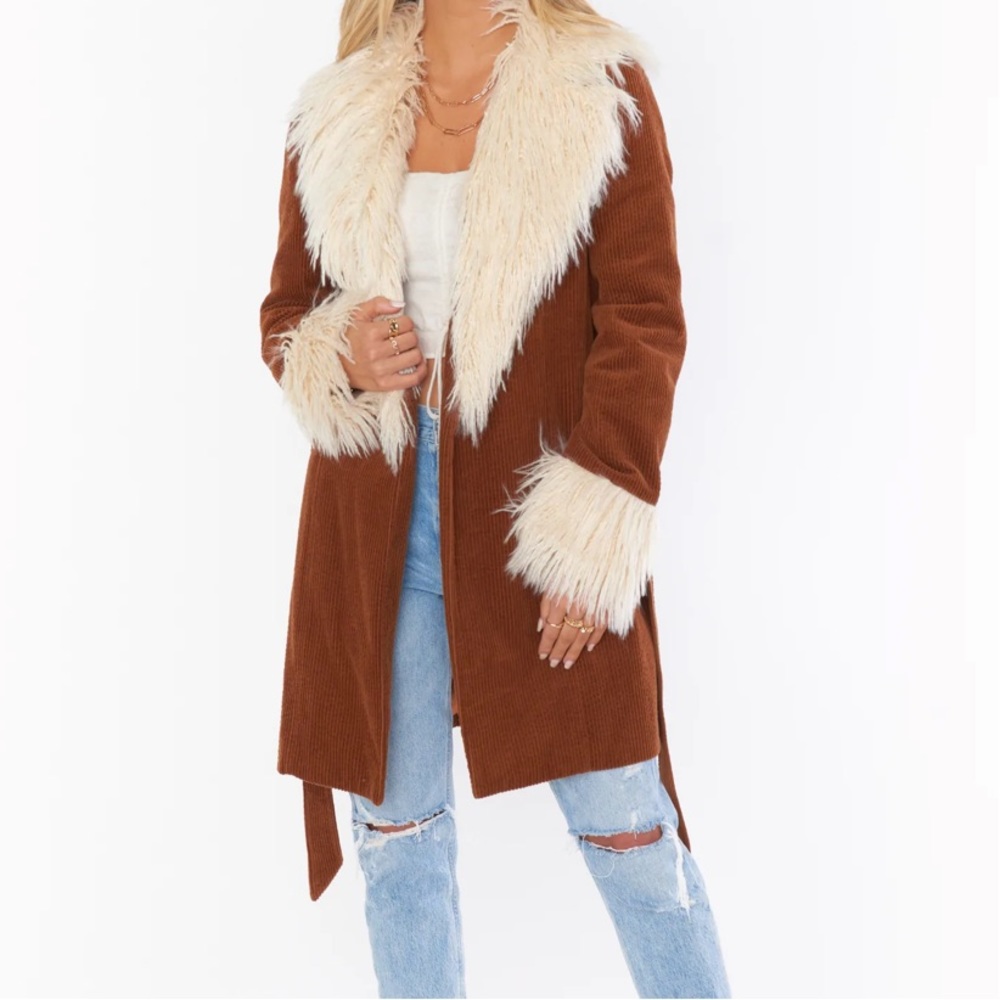 Penny Lane Coat in Sienna Corduroy with faux fur trim